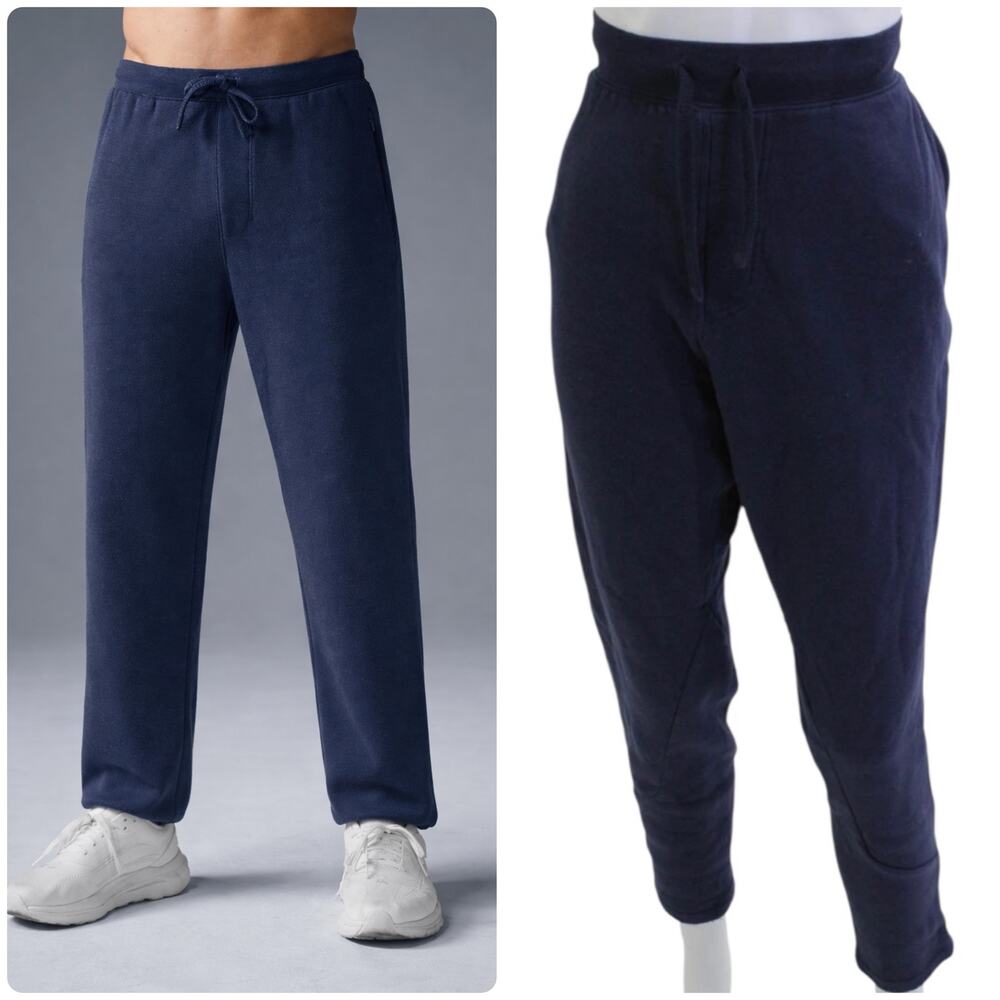 Alo Yoga Triumph Restore Sweatpants Straight Leg‎ Zipper Pockets Navy Blue Large